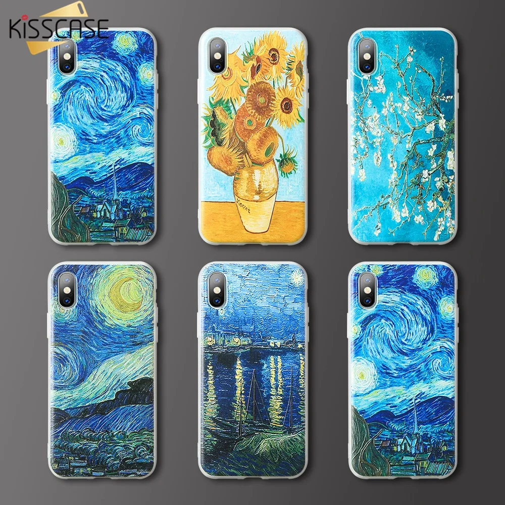 Чехол KISSCASE 3D с рельефным рисунком маслом на Honor 9 Lite 10 8x 7a мягкий чехол для Huawei P20 mate