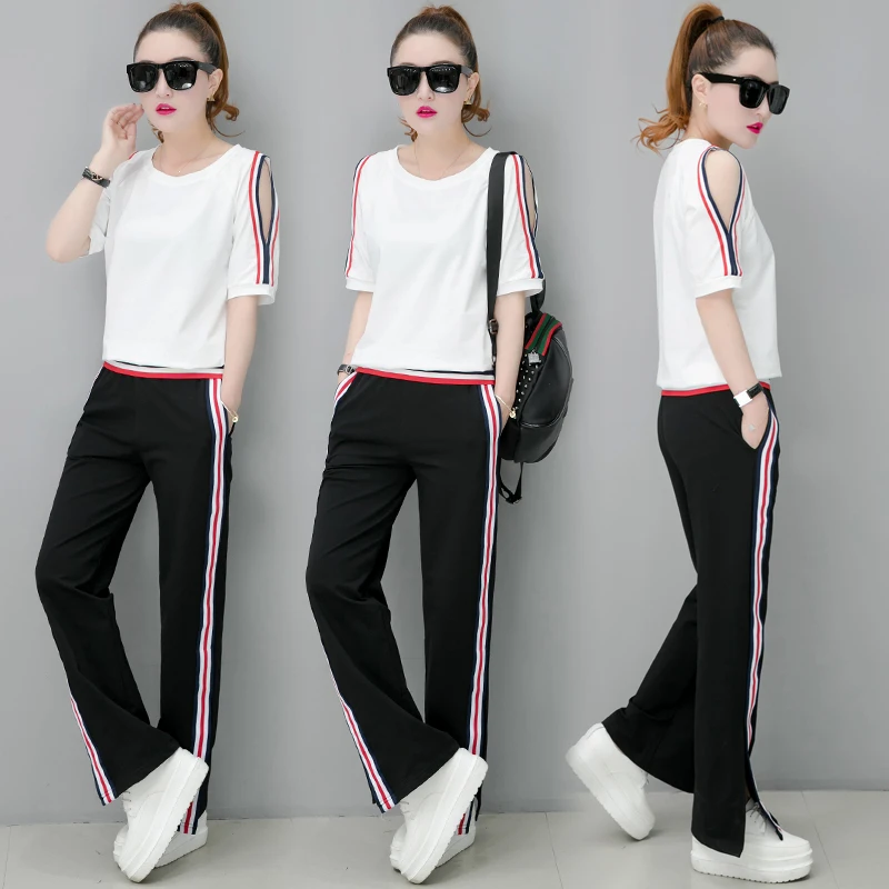 White 2019 Summer 2 Piece Set Women Plus Size Outfit Striped Tracksuit Sportswear Co-ord Set Off Shoulder Top and Pants Clothes
White 2019 Summer 2 Piece Set Women Plus Size Outfit Striped Tracksuit Sportswear Co-ord Set Off Shoulder Top and Pants Clothes