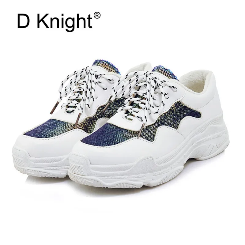 Brand 2018 Lady Platform Shoes Lace Up Black White Sneakers Women Winter Mesh Shoes For Women Flats Creepers Short Plush Inside (16)