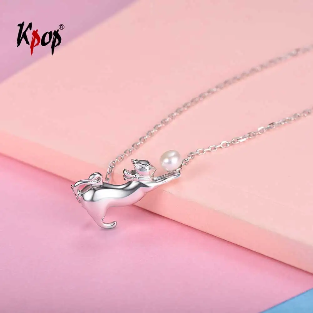 Kpop 925 Sterling Silver Cat Necklace for Women Wedding Jewelry Dainty Cat Kitty Natural Freshwater Pearl Necklace 6035B
Kpop 925 Sterling Silver Cat Necklace for Women Wedding Jewelry Dainty Cat Kitty Natural Freshwater Pearl Necklace 6035B