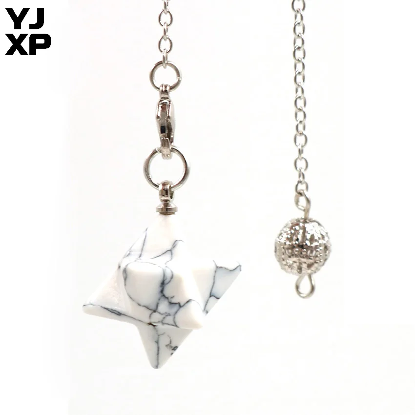 YJXP Ethnic White Howlite Stone Merkaba Pendulum Silver Plated Link Chain Pendant Energy Merkabah Spiritual Balancing Jewelry
YJXP Ethnic White Howlite Stone Merkaba Pendulum Silver Plated Link Chain Pendant Energy Merkabah Spiritual Balancing Jewelry