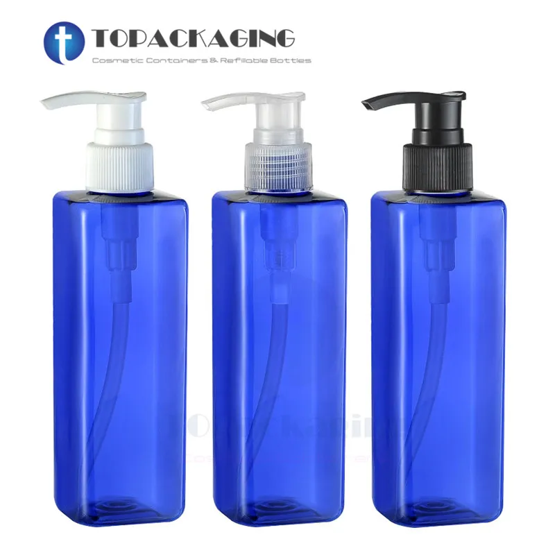 

20PCS*250ML Lotion Pump Bottle Empty Blue Plastic Cosmetic Container Refillable Shampoo Essence Oil Shower Gel Packing Sample