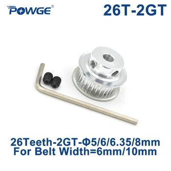 POWGE GT 26 Teeth 2M 2GT Timing Pulley Bore 5/6/6.35/8mm for GT2 Open Synchronous belt width 6mm/10mm small backlash 26Teeth 26T
POWGE GT 26 Teeth 2M 2GT Timing Pulley Bore 5/6/6.35/8mm for GT2 Open Synchronous belt width 6mm/10mm small backlash 26Teeth 26T