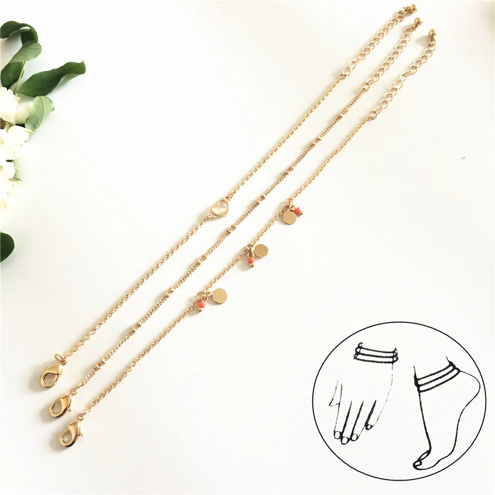 CASUAL GOLD COLOR PLATING HEART ROUND DISC BEAD CHARM 3 LAYERED BRACELET ANKLET FOR WOMEN
CASUAL GOLD COLOR PLATING HEART ROUND DISC BEAD CHARM 3 LAYERED BRACELET ANKLET FOR WOMEN