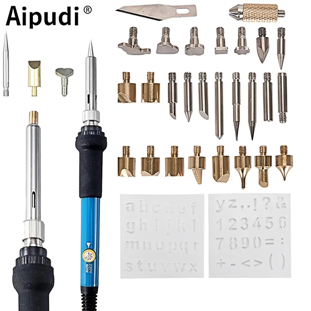 Aipudi 60W wood burning tools Adjustable soldering iron Welder Carved Embossing Woodworking Pyrography Tool Set of Welding Tips
Aipudi 60W wood burning tools Adjustable soldering iron Welder Carved Embossing Woodworking Pyrography Tool Set of Welding Tips