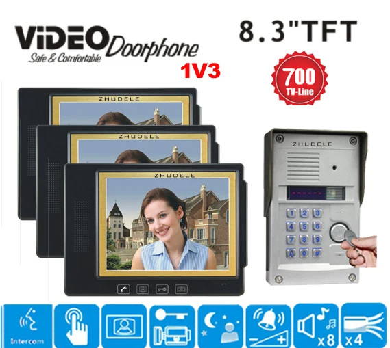 ZHUDELE Top Quality 8.3" Display Wired Video Door Phone Touch Button Doorbell Intercom Night Vision HD Camera System In Stock |