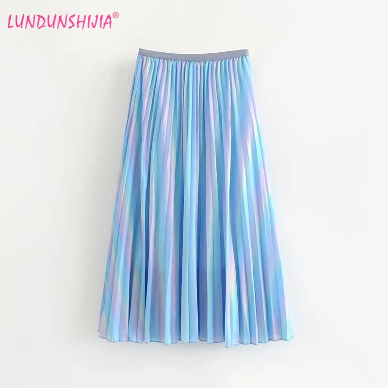 LUNDUNSHIJIA 2019 New Arrival Summer Long High Waist Skirt Colorful Elegant Pleated Skirts Women New Fashion Streetwear
LUNDUNSHIJIA 2019 New Arrival Summer Long High Waist Skirt Colorful Elegant Pleated Skirts Women New Fashion Streetwear
