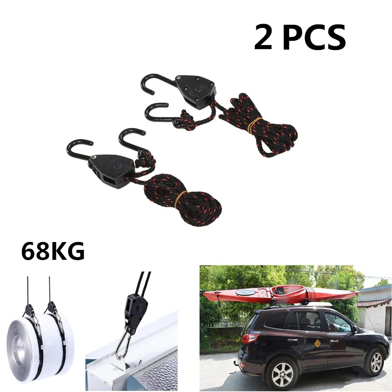 2 PCS Pulley Ratchets Kayak and Canoe Boat Bow and Stern Rope Lock Tie Down Strap 1/8 Inch Duty Adjustable Rope Hanger
2 PCS Pulley Ratchets Kayak and Canoe Boat Bow and Stern Rope Lock Tie Down Strap 1/8 Inch Duty Adjustable Rope Hanger