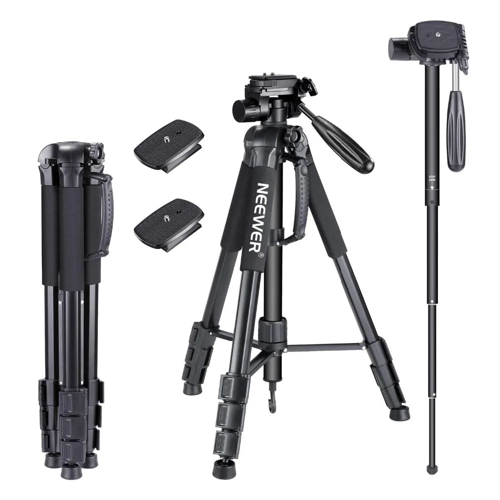 Neewer 70inches/177centimeters Aluminium Camera Tripod Monopod with 3-Way Swivel Pan Head,2-Pack Quick Shoe Plate,Bag for DSLR
Neewer 70inches/177centimeters Aluminium Camera Tripod Monopod with 3-Way Swivel Pan Head,2-Pack Quick Shoe Plate,Bag for DSLR