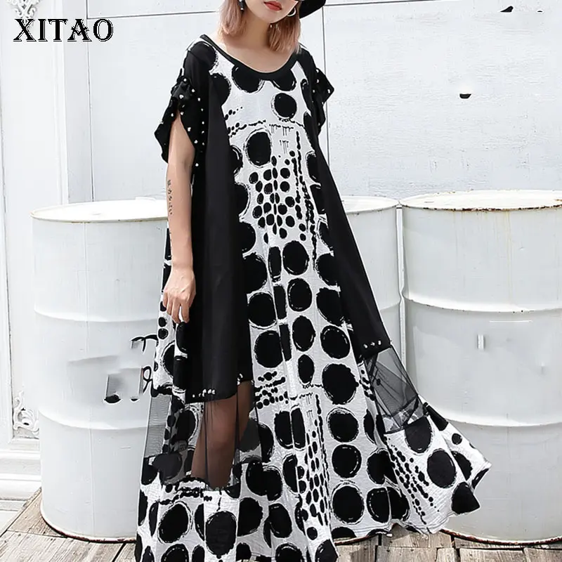 XITAO Dot Splice Mesh Rivet Midi Dress for Women Oversize Summer Short Sleeve Sexy Women Plus Size Dress Fashion 2019 DLL3570
XITAO Dot Splice Mesh Rivet Midi Dress for Women Oversize Summer Short Sleeve Sexy Women Plus Size Dress Fashion 2019 DLL3570