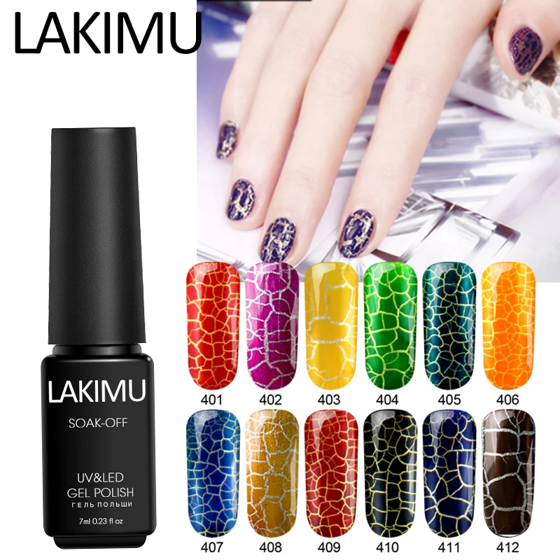 Lakimu Semi Permanent Hybrid Lacquer Nail Art Decorations Crackle UV Gel 7ml Professional Polish All for Manicure Tools | Красота и