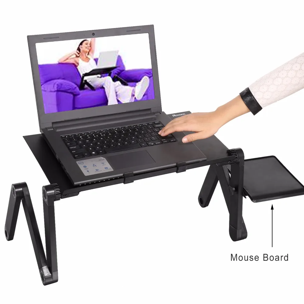 Image Ships From US Portable Folding Laptop Desk, White Metal Notebook Computer Stand Table, Bed Office Sofa Tray 30