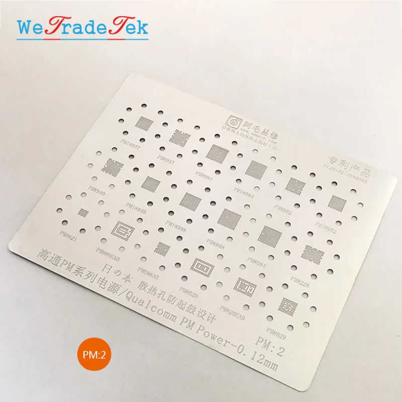 BGA Reballing Stencil Kit 18 In 1 Qualcomm PM Power Tin Mesh Solder Template for PM18937 PM8937 PM8991 PM18994 PM8952
BGA Reballing Stencil Kit 18 In 1 Qualcomm PM Power Tin Mesh Solder Template for PM18937 PM8937 PM8991 PM18994 PM8952