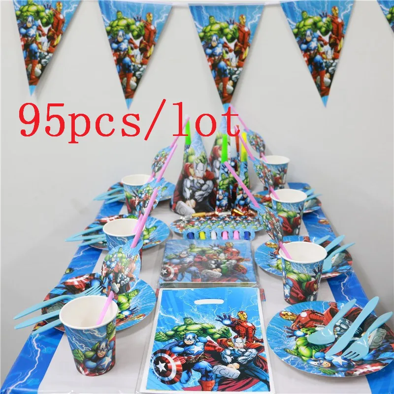 95Pcs/lot Kids Favor Avengers Theme Design Boy Girl Birthday Party Wedding Tableware Baby Shower Cartoon Cup Plate Napkin Supply
95Pcs/lot Kids Favor Avengers Theme Design Boy Girl Birthday Party Wedding Tableware Baby Shower Cartoon Cup Plate Napkin Supply