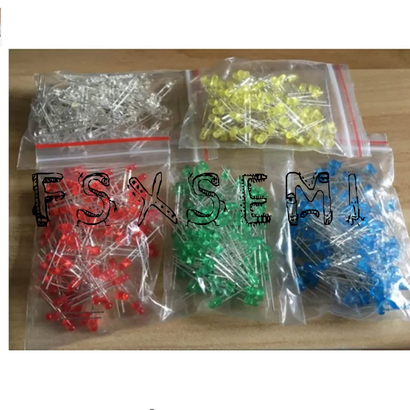 5values x100pcs=500pcs 3MM LED F3 Diode Kit Mixed Color Red Green Yellow Blue White
5values x100pcs=500pcs 3MM LED F3 Diode Kit Mixed Color Red Green Yellow Blue White