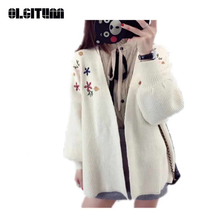 New 2018 Spring Autumn Sweater Cardigan Women Solid Color Embroidery V-neck Lantern Sleeve Casual Open Stitch Cardigan SW902
New 2018 Spring Autumn Sweater Cardigan Women Solid Color Embroidery V-neck Lantern Sleeve Casual Open Stitch Cardigan SW902