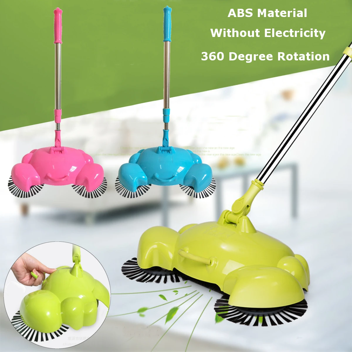 Hand Push Brush Lazy Telescopic Sweeper Handle 360 Degree Rotating Broom Home Cleaning Floor Sweeping Tool Without Electricity
Hand Push Brush Lazy Telescopic Sweeper Handle 360 Degree Rotating Broom Home Cleaning Floor Sweeping Tool Without Electricity