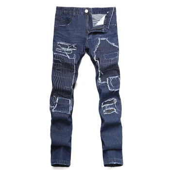 Spring Summer Mens Ripped Jeans 100% Cotton Blue Black Straigh Fit Distressed Patchwork Denim Jeans Hip Hop Trousers Size 28-42
Spring Summer Mens Ripped Jeans 100% Cotton Blue Black Straigh Fit Distressed Patchwork Denim Jeans Hip Hop Trousers Size 28-42
