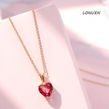 15mm*8mm cute Vintage Jewelry Heart Ocean Necklace Luxurious natural red Crystal love gold Necklaces simple Pendants For Women
15mm*8mm cute Vintage Jewelry Heart Ocean Necklace Luxurious natural red Crystal love gold Necklaces simple Pendants For Women