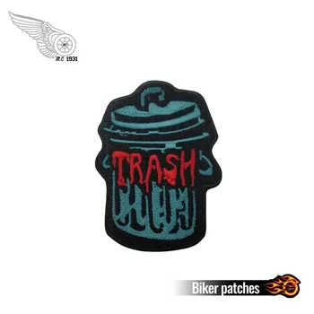 Trash patch idea design embroidery iron on biker patches for cloth cut vest back of stickers
Trash patch idea design embroidery iron on biker patches for cloth cut vest back of stickers