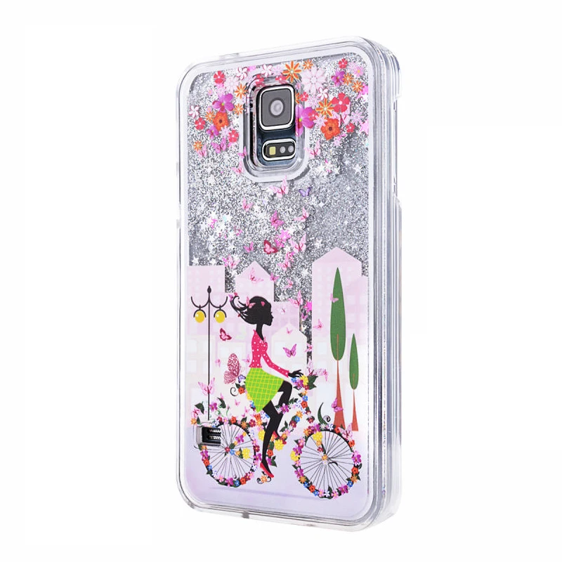 Tree Girl Patterned Glitter Quicksand Liquid font b Case b font Clear Protective Hard Back font