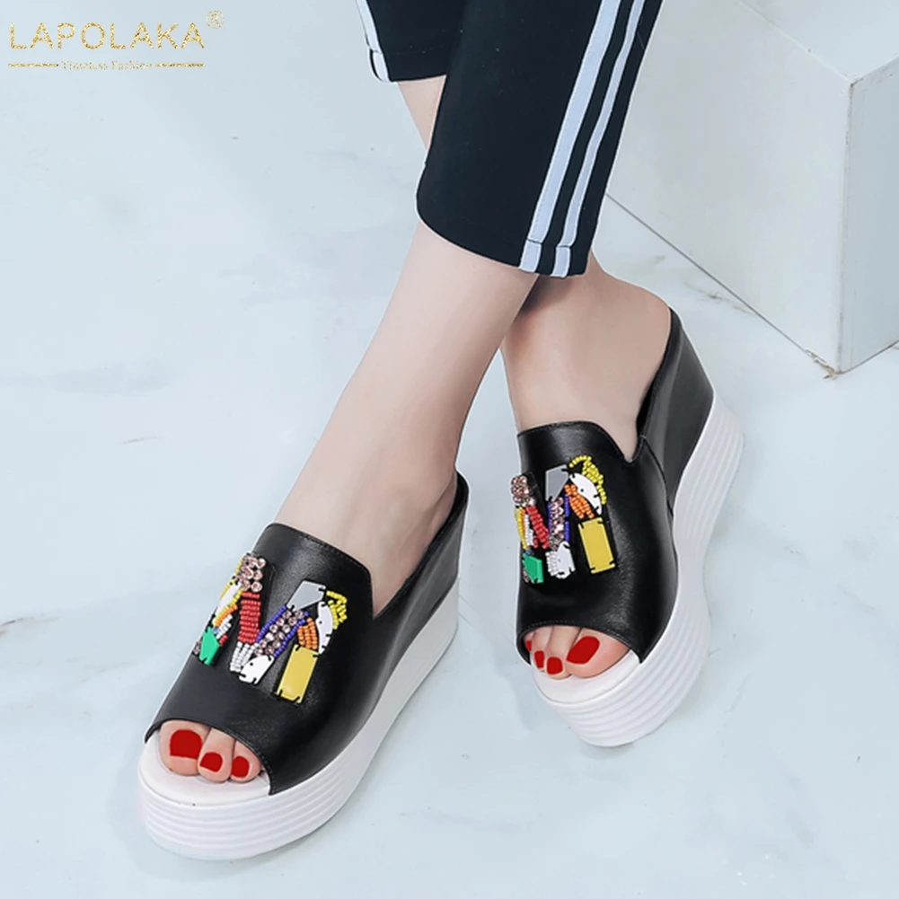 Lapolaka Fashion New Fashion Ladies High Heels Platform Crystal Slippers women's Summer Genuine Leather Women Wedges Shoes Woman
Lapolaka Fashion New Fashion Ladies High Heels Platform Crystal Slippers women's Summer Genuine Leather Women Wedges Shoes Woman