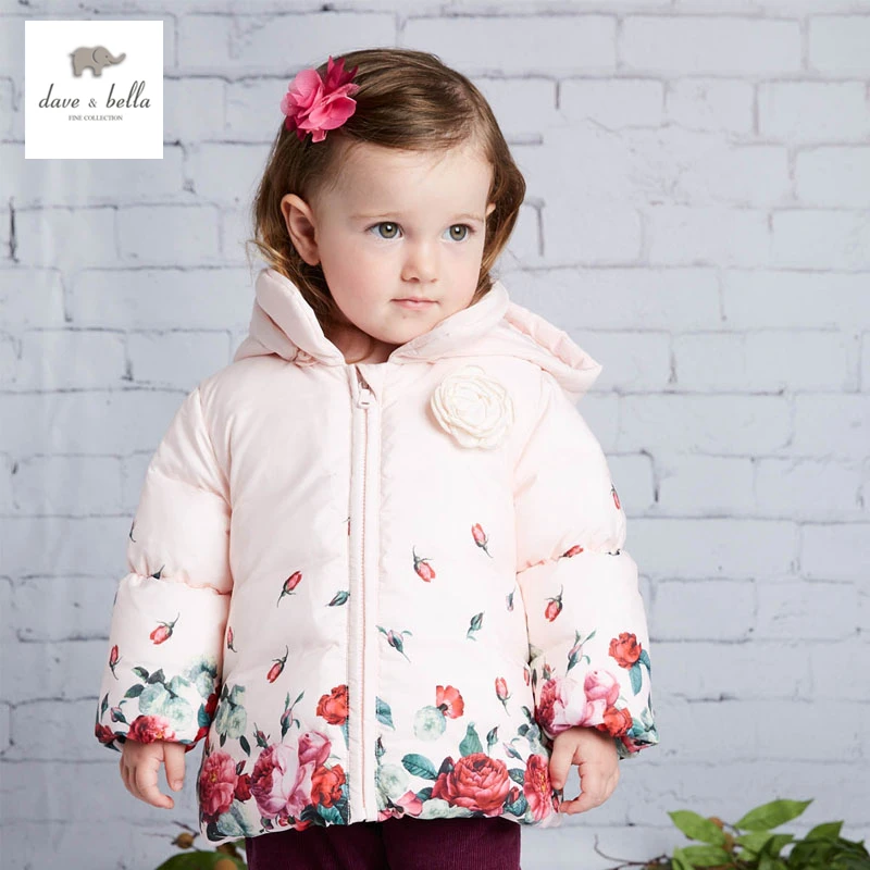 DB4144 DAVEBELLA baby girl padded jacket children winter outerwear kids floral jacket