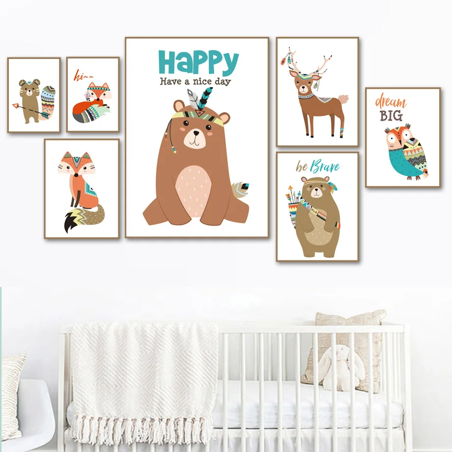 COLORFULBOY Deer Bear Fox Wall Art Canvas Painting Kid Bedroom Posters And Prints Wall Pictures For Living Room Home Decoration
COLORFULBOY Deer Bear Fox Wall Art Canvas Painting Kid Bedroom Posters And Prints Wall Pictures For Living Room Home Decoration