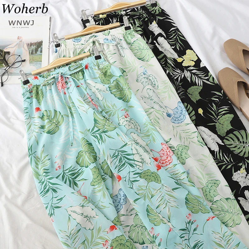 Woherb 2019 Summer Thin Chiffon Wide Leg Pants Women Casual Beachwear Flower Print Elegant Trousers Korean Modis High Waist Pant
Woherb 2019 Summer Thin Chiffon Wide Leg Pants Women Casual Beachwear Flower Print Elegant Trousers Korean Modis High Waist Pant