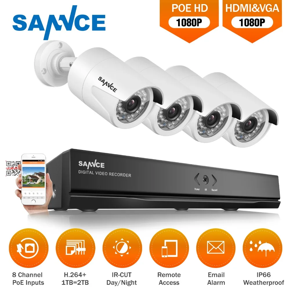 SANNCE 8CH 1080P POE Network Video Security System HDMI NVR With 4PCS Outdoor Weatherproof Smart IR White Cameras WIFI CCTV Kit
SANNCE 8CH 1080P POE Network Video Security System HDMI NVR With 4PCS Outdoor Weatherproof Smart IR White Cameras WIFI CCTV Kit