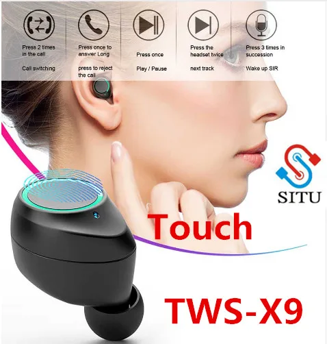 TWS X9 IPX6 Bluetooth Earphone Sport With Microphone Touch Control Hifi TWS Wireless Earbuds Stereo Handsfree Headset for phone
TWS X9 IPX6 Bluetooth Earphone Sport With Microphone Touch Control Hifi TWS Wireless Earbuds Stereo Handsfree Headset for phone