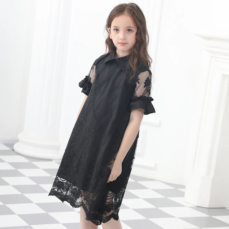 Платье для девочек от 10 до 12 лет элегантные праздничные Детские платья Черное