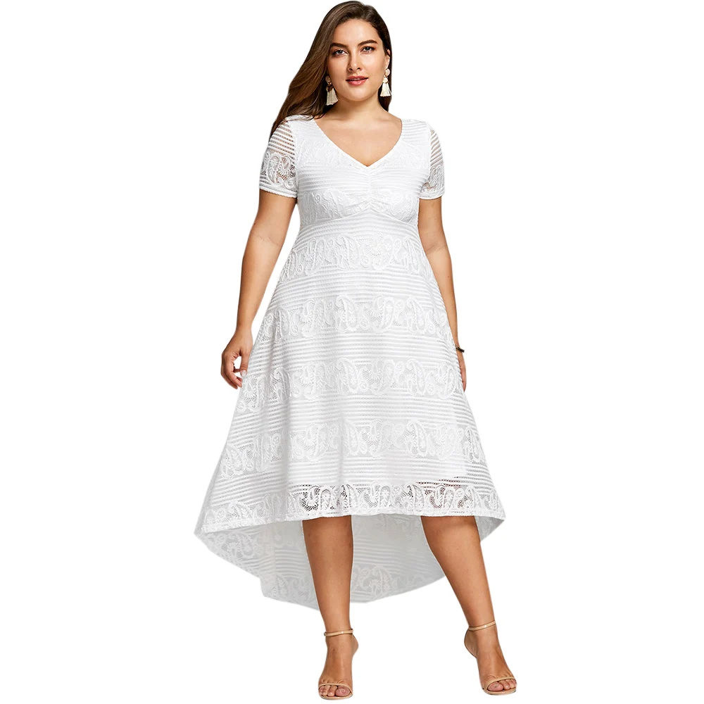 Wipalo Plus Size High Low Lace Dress Women Elegant Party Dresses Vestidos Femme Summer V Neck Short Sleeve Dress Ladies Clothes
Wipalo Plus Size High Low Lace Dress Women Elegant Party Dresses Vestidos Femme Summer V Neck Short Sleeve Dress Ladies Clothes