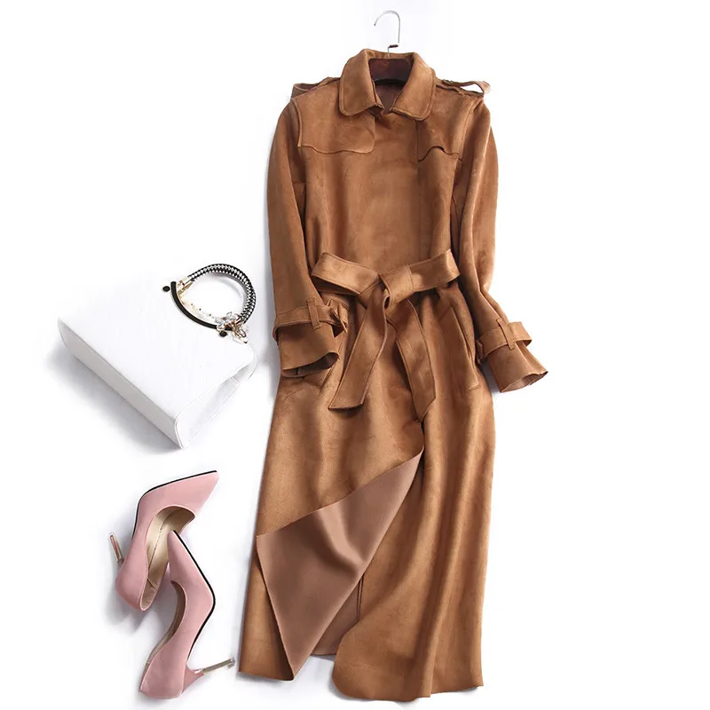 2018 New Spring Autumn Suede Trench Coat Women Long Elegant Outwear Female Overcoat Slim Cardigan Trench Coat YP1644
2018 New Spring Autumn Suede Trench Coat Women Long Elegant Outwear Female Overcoat Slim Cardigan Trench Coat YP1644