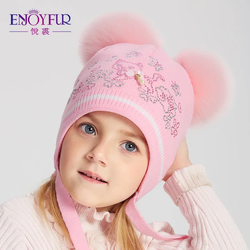 ENJOYFUR Winter Kids Hats For Girls Children Hats With Fur Pom Pom Cute Ears Cap For Baby Beanies 2-8 Ages Warm Hat
ENJOYFUR Winter Kids Hats For Girls Children Hats With Fur Pom Pom Cute Ears Cap For Baby Beanies 2-8 Ages Warm Hat
