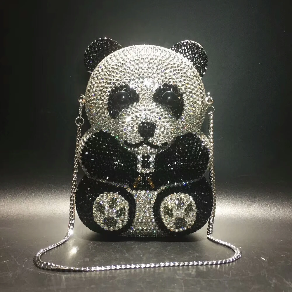 

women panda shape Crystal Clutch Evening Bag Party clutch Purse Wedding Bridal Handbag Pouch Lady Luxury Soiree Pochette Bag