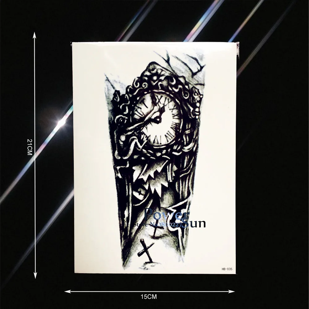 DIY Waterproof Tattoo Dark Grave Clock Devil Design Fake Arm Leg Tatoos Body Art For Men Women Temporary Tattoo Stickers PHB-035
DIY Waterproof Tattoo Dark Grave Clock Devil Design Fake Arm Leg Tatoos Body Art For Men Women Temporary Tattoo Stickers PHB-035