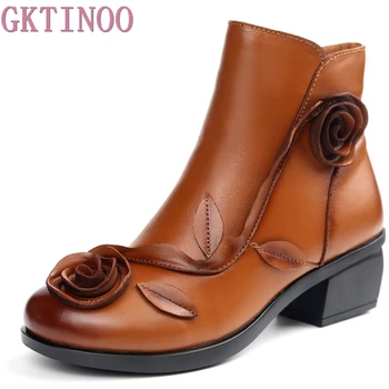 GKTINOO 2018 New Autumn Winter Flower Square Heels Round Toe Shoes Genuine Leather Women Boots Side Zipper Women Ankle Boots
GKTINOO 2018 New Autumn Winter Flower Square Heels Round Toe Shoes Genuine Leather Women Boots Side Zipper Women Ankle Boots