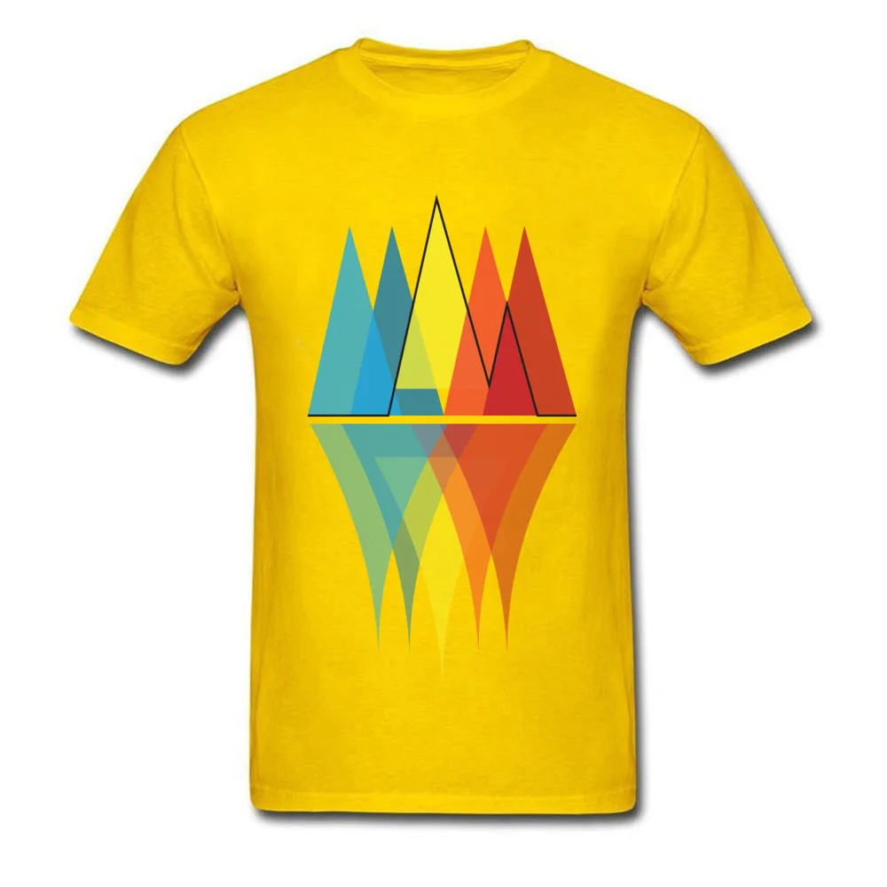 Pure Cotton Adult Short Sleeve Mountain Reflections Tshirts Slim Fit Tops & Tees 2018 Discount Design O-Neck Tee-Shirt Mountain Reflections yellow