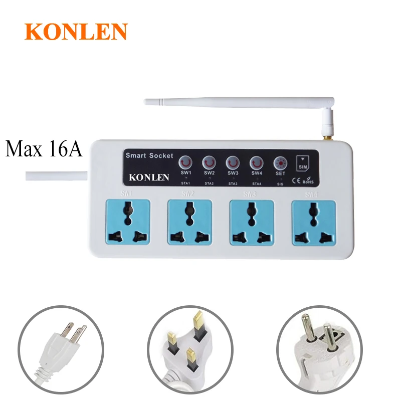 GSM Smart Switch with 4 Power Socket Remote Control By SMS Call for Home Appliance ON OFF Timing Tasks Temperature Sensor option
GSM Smart Switch with 4 Power Socket Remote Control By SMS Call for Home Appliance ON OFF Timing Tasks Temperature Sensor option