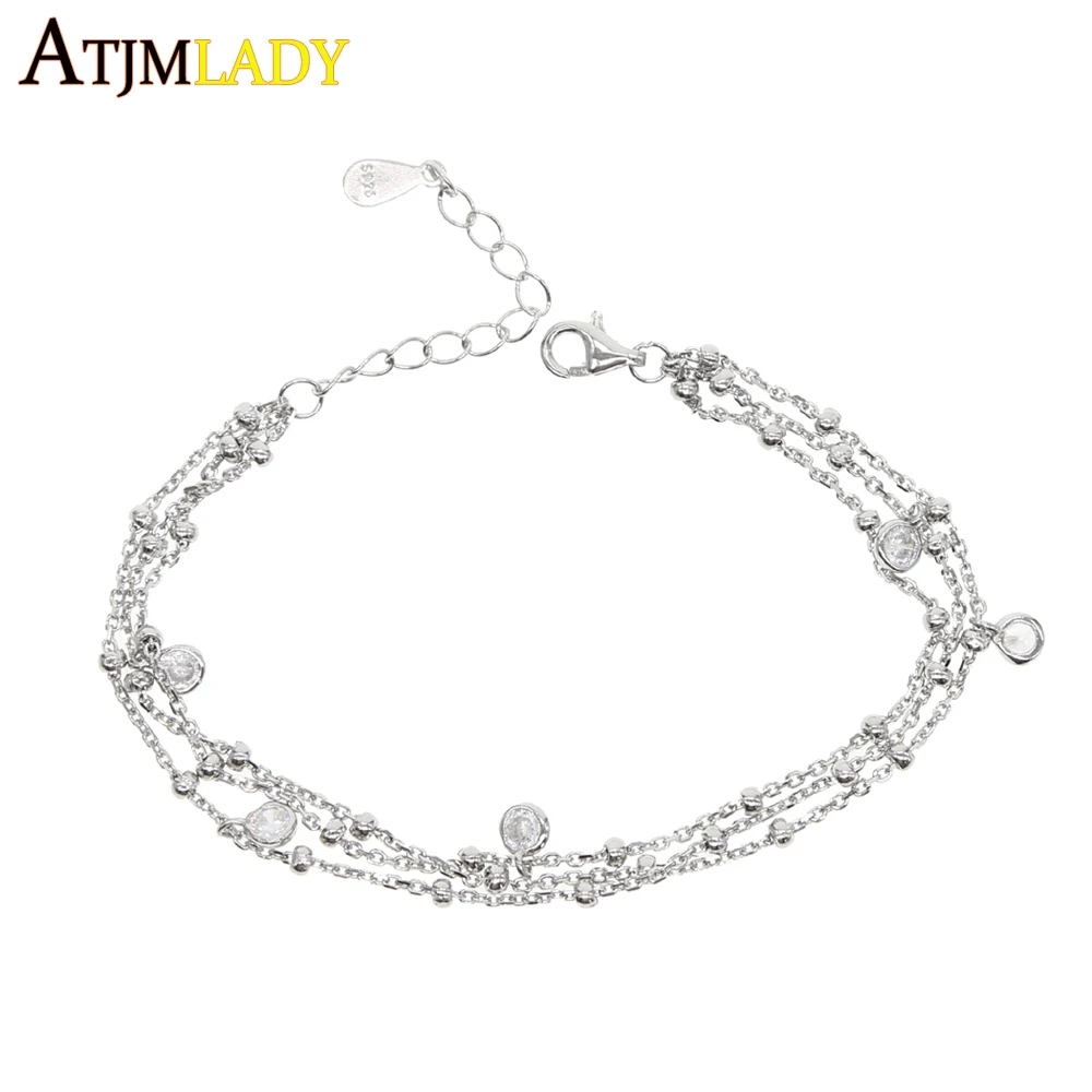 2018 New Arrived Charm Bracelets Round Cubic Zirconia Pendant triple chain bracelet Jewellery 925 Sterling Silver Women Jewelry
2018 New Arrived Charm Bracelets Round Cubic Zirconia Pendant triple chain bracelet Jewellery 925 Sterling Silver Women Jewelry
