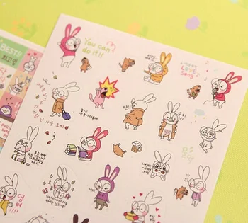 6pcs/lot Korean Stationary Kawaii Glasses Rabbit PVC Planner Sticker Sticky Notes Album Phone Sticker school office stickers
6pcs/lot Korean Stationary Kawaii Glasses Rabbit PVC Planner Sticker Sticky Notes Album Phone Sticker school office stickers