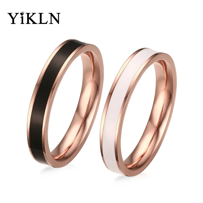 YiKLN Classic Black & White Enamel 316L Stainless Steel Couple Ring Rose Gold Color Lovers Engagement Wedding Jewelry JR226R
YiKLN Classic Black & White Enamel 316L Stainless Steel Couple Ring Rose Gold Color Lovers Engagement Wedding Jewelry JR226R