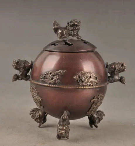 Exquisite Chinese Buddhism old Copper Dragon Foo Dog Statue Incense Burner Censer
Exquisite Chinese Buddhism old Copper Dragon Foo Dog Statue Incense Burner Censer
