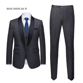 New Style Dark grey Groomsmen Shawl Lapel Groom Tuxedos One Button Men Suits Wedding Best Man Blazer ( Suit jacket+Pants+Vest )
New Style Dark grey Groomsmen Shawl Lapel Groom Tuxedos One Button Men Suits Wedding Best Man Blazer ( Suit jacket+Pants+Vest )