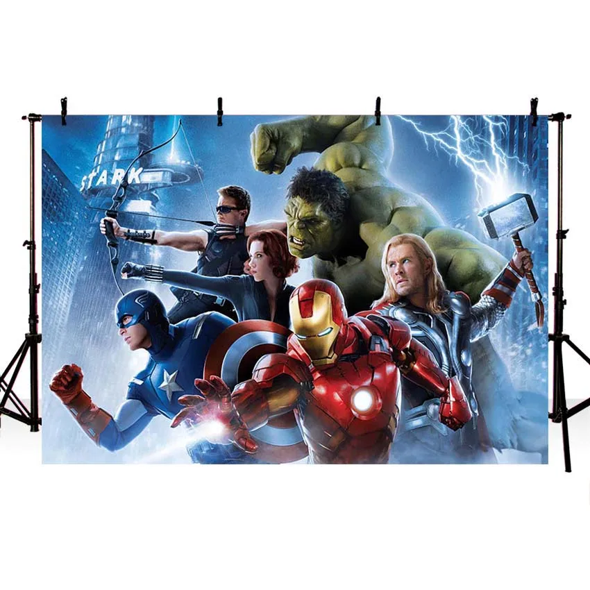 Cartoon Marvel's Avengers Theme Birthday Party Photo Background Customized Photography Backdrops For Photo Studio
Cartoon Marvel's Avengers Theme Birthday Party Photo Background Customized Photography Backdrops For Photo Studio