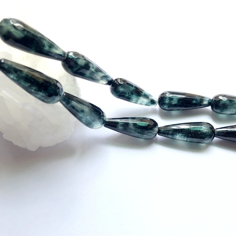 Wholesale 1string Mystic Moss Jad e Beads,10x28mm Faceted Teardrop Beads,Round Drop Gems Stone Jewelry Beads, 15.5"/string
Wholesale 1string Mystic Moss Jad e Beads,10x28mm Faceted Teardrop Beads,Round Drop Gems Stone Jewelry Beads, 15.5"/string