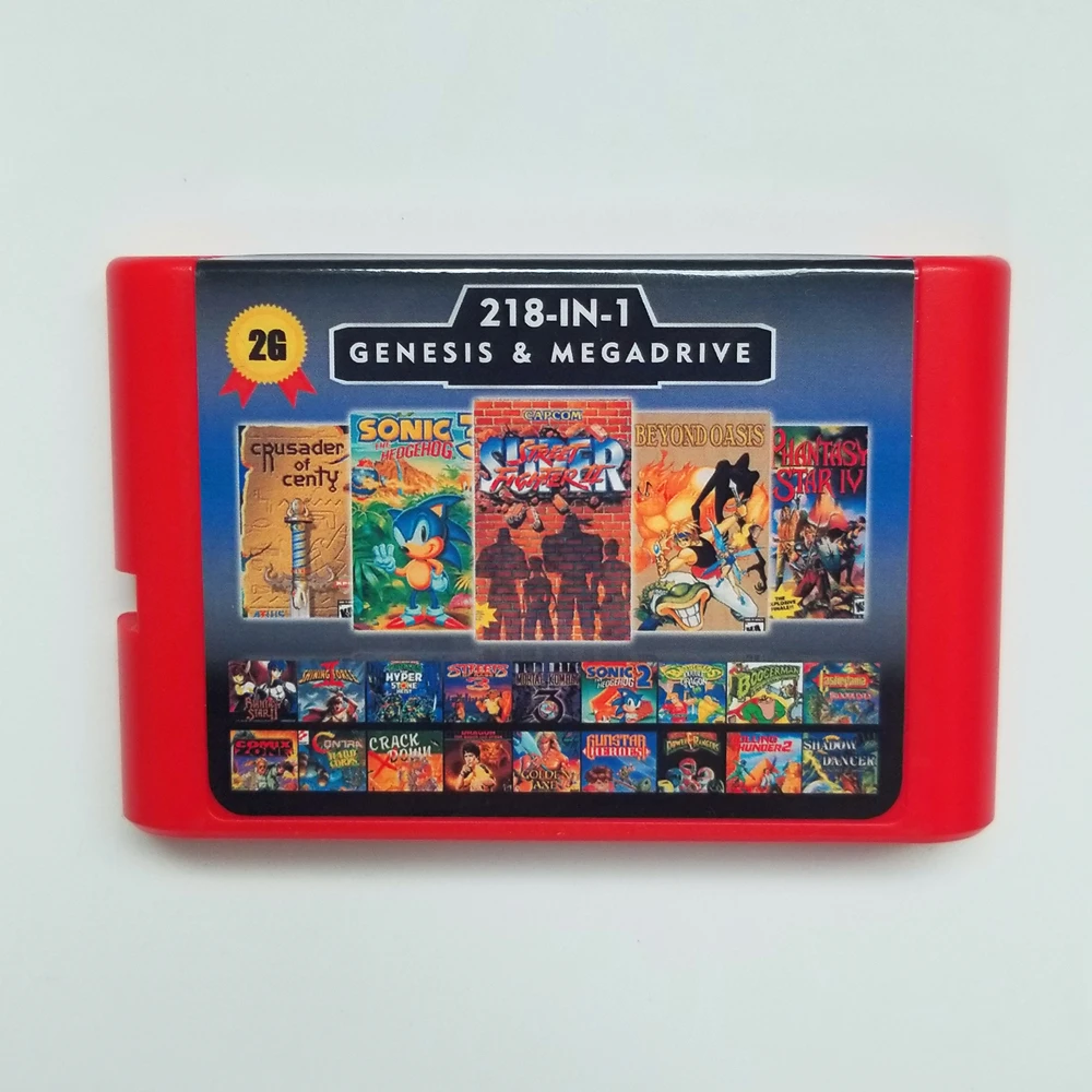 218 in 1 for Sega Megadrive Genesis Game card with Super Street Fighter II Phantasy Star IV Crusader Of Centy Beyond Oasis Sonic
218 in 1 for Sega Megadrive Genesis Game card with Super Street Fighter II Phantasy Star IV Crusader Of Centy Beyond Oasis Sonic