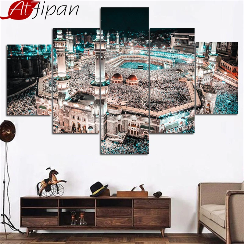 Modular Home Decor Canvas High Quanlity 5 Panel Muslim Frame Modern Wall Art Islam Pictures For Living Room Kids Room Painting
Modular Home Decor Canvas High Quanlity 5 Panel Muslim Frame Modern Wall Art Islam Pictures For Living Room Kids Room Painting