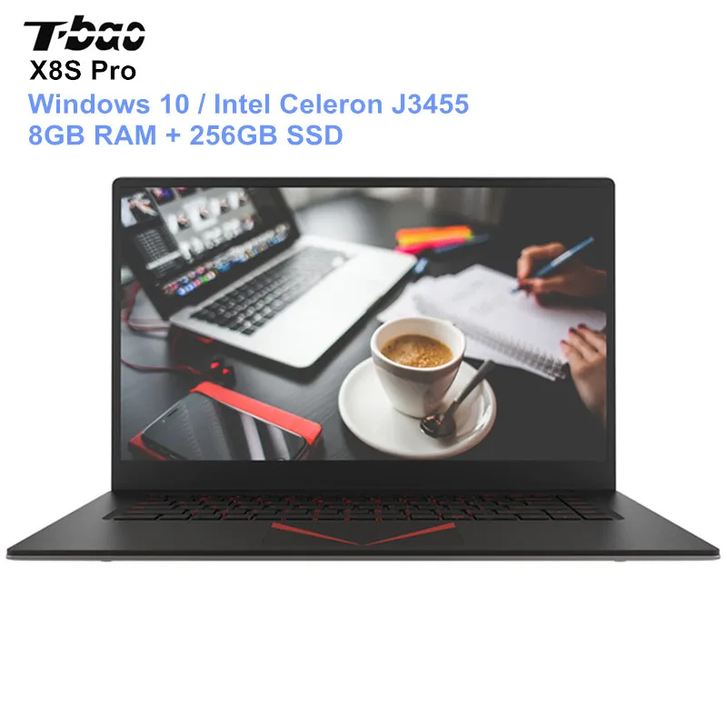 

T-Bao Tbook X8S Pro Laptop 15.6 Inch Windows 10 Intel Celeron J3455 Quad Core Notebook 8GB RAM 256GB SSD HDMI English Version